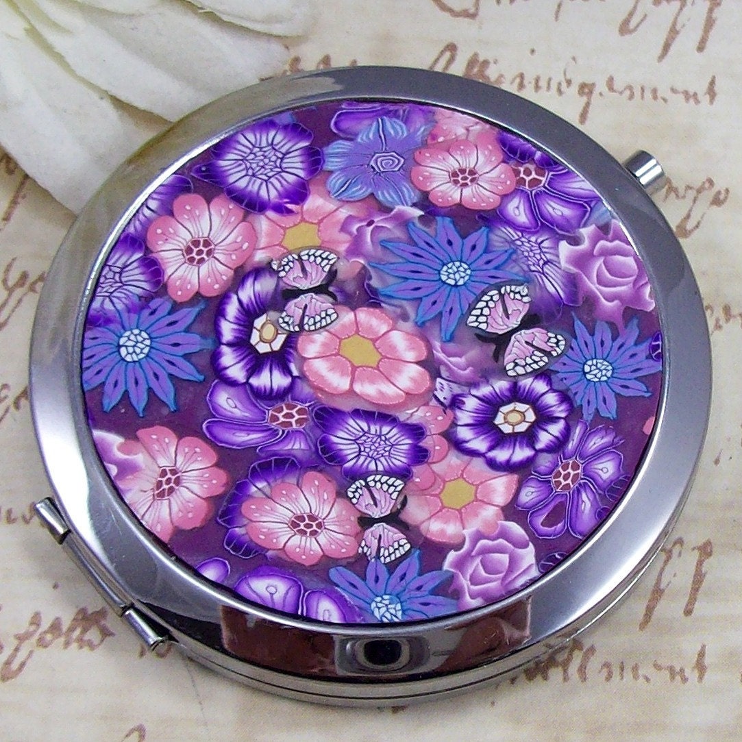 Polymer Clay Compact Mirror, by CAG