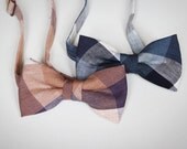 Andie - Peach/Purple Linen Plaid Bow Tie