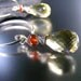Lemon Topaz . Orange Red Garnet . Sterling Silver Wire Wrapped Dangle Earrings . Gemstones Earrings