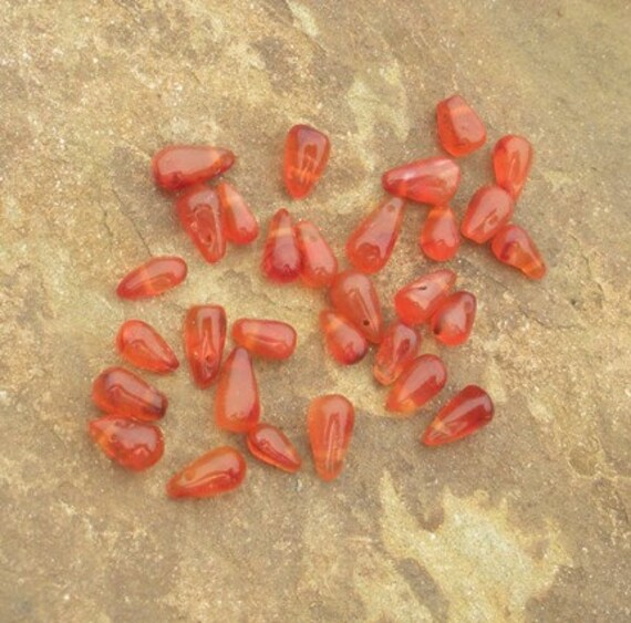 Fiery Carnelian Agate Tiny Smooth Briolettes