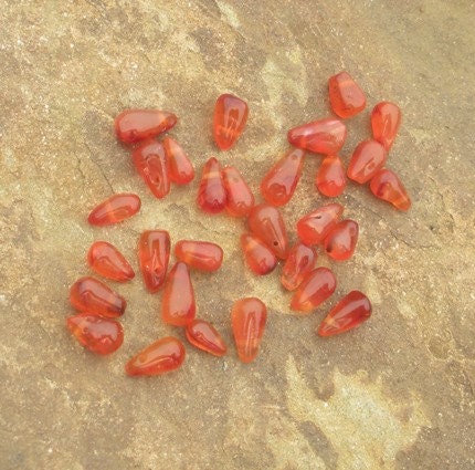 Fiery Carnelian Agate Tiny Smooth Briolettes