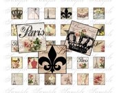 Paris one inch squares for scrabble tiles glass tiles pendants altered art digital collage sheet
