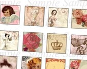 Aged Shabby Paris Angels one inch squares for scrabble tiles glass tiles pendants altered art digital collage sheet