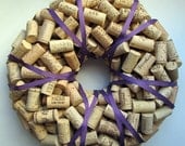Wine Cork Wreath with Amethyst Ribbon