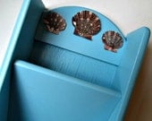 Mail Holder in Pool Blue with Sea Shells Accents