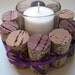 Wine Cork Votive Holders with Purple Ribbon-Set of Two- Wedding, Holidays, Hostess Gift, Romantic Dinner, Home Decor