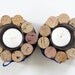 Wine Cork Votive Holders with Blue Ribbon-Set of Two