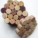 Honeycomb Wine Cork Coasters with Khaki Ribbon -Set of Four