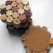 Honeycomb Wine Cork Coasters with Khaki Ribbon -Set of Four