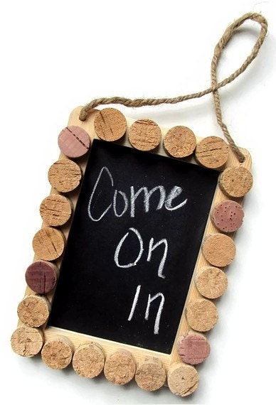 Wine Cork Doorknob Message Chalk Board - Wedding, Baby, Dorm Room, Office, Home Decor