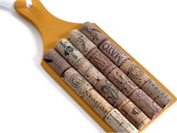 Wine Cork Trivet or  Small Message Board in Mustard Yellow