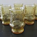 Vintage Amber Juice Glasses Set of 6 Anchor Hocking 'Rainflower' Pattern - 1970's Retro Barware, Kitchenware, Housewarming, Father's Day