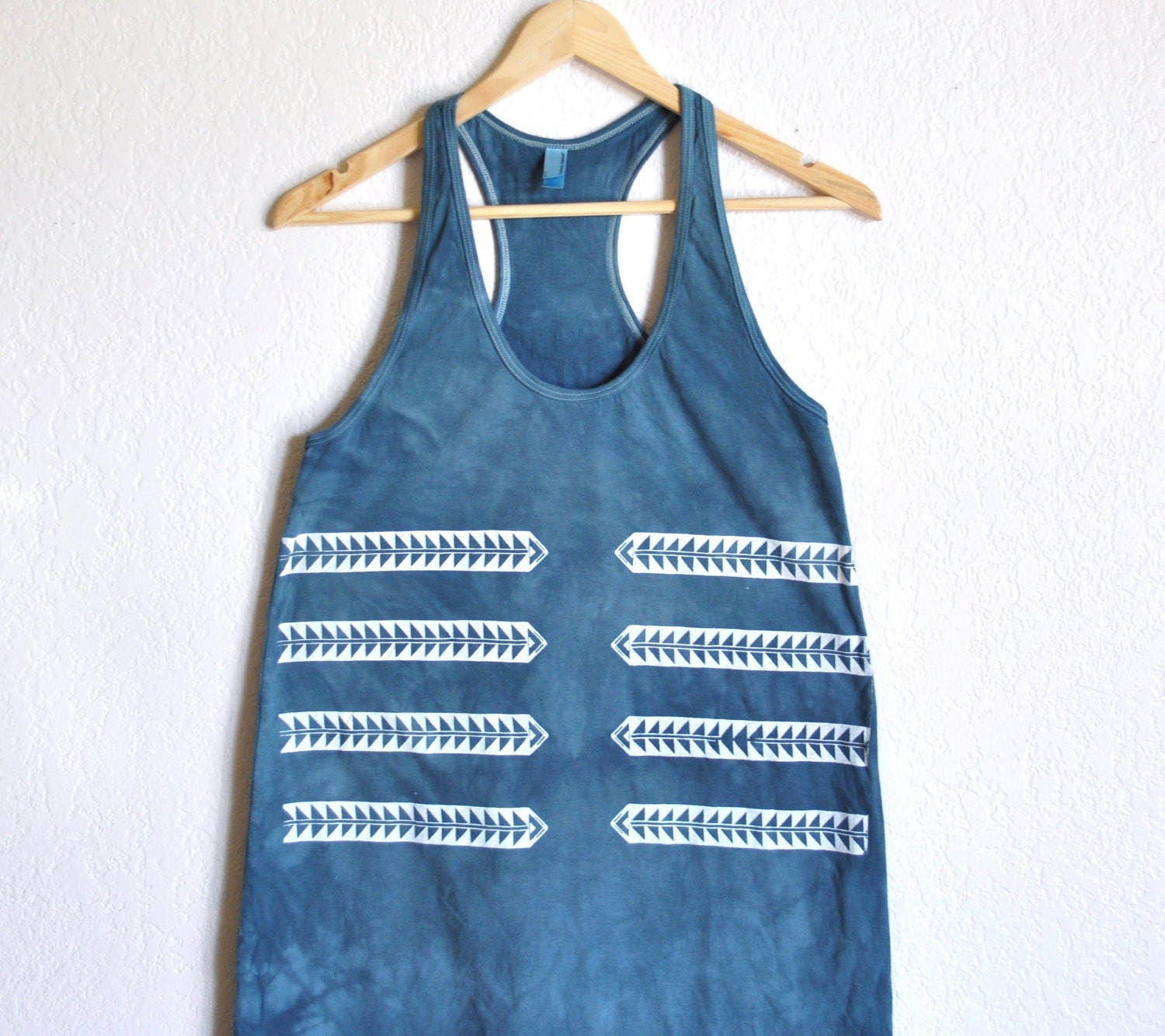 Dark Emerald Tribal Arrow Rib Mini Tank Dress