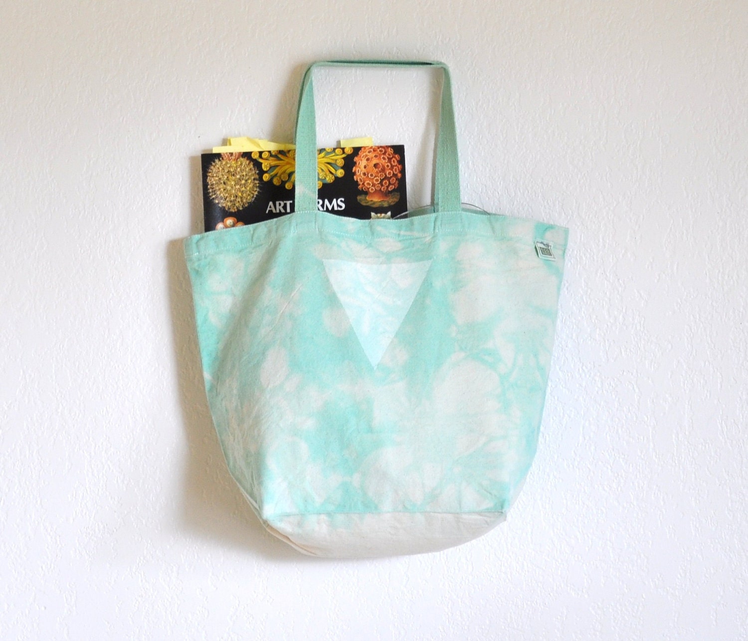 Mint Marbled Triangle Print Eco Friendly Canvas Giant Tote