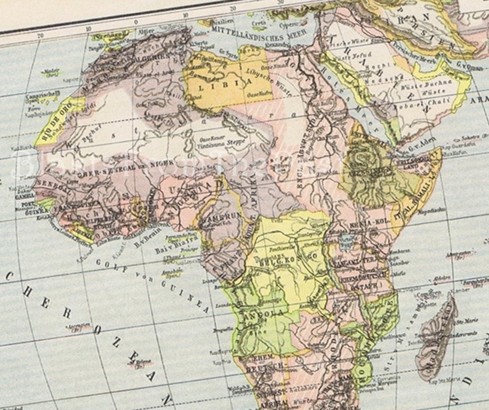 1914 Vintage AFRICA/AUSTRALIA Map, Beautifully Illustrated, Perfect for Framing, World Atlas, Egypt, Nigeria, Ethiopia