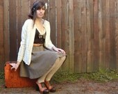 Summer Tuxedo Dress - brown and cream, bow tie, vintage style, small medium large