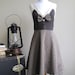 Summer Tuxedo Dress - brown and cream, bow tie, vintage style, small medium large