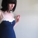 Seafarer tunic - nautical style tank top with navy blue and sand white cotton jersey - small