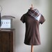 Brown scarf shirt - Blue plaid, flannel jersey - small