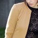 College cardigan - autumn yellow sweater with black trim, football game preppy style - small