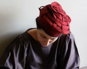 Felt Hat 1 : handmade OOAK red wearable sculpture
