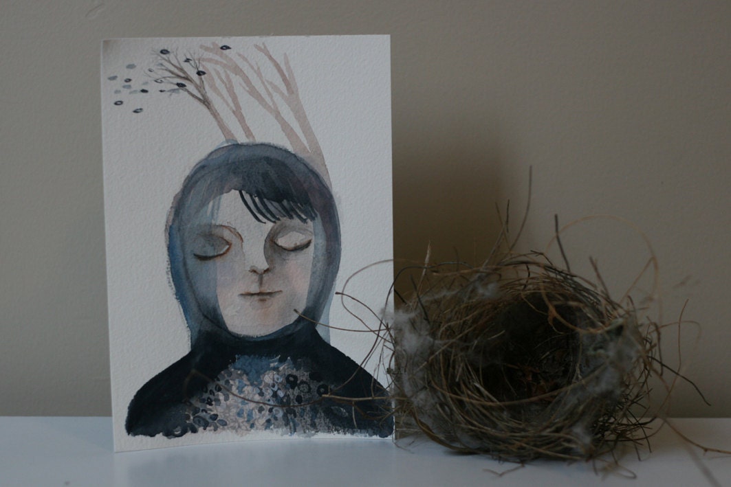 Passing storm - small original painting - water colour