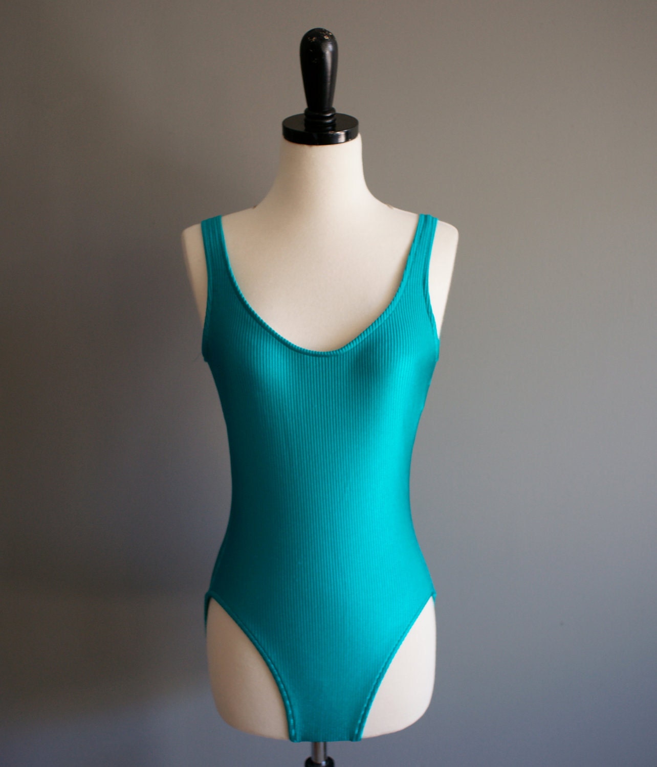 vintage 70s teal jantzen ribbed one piece swimsuit (s-m)