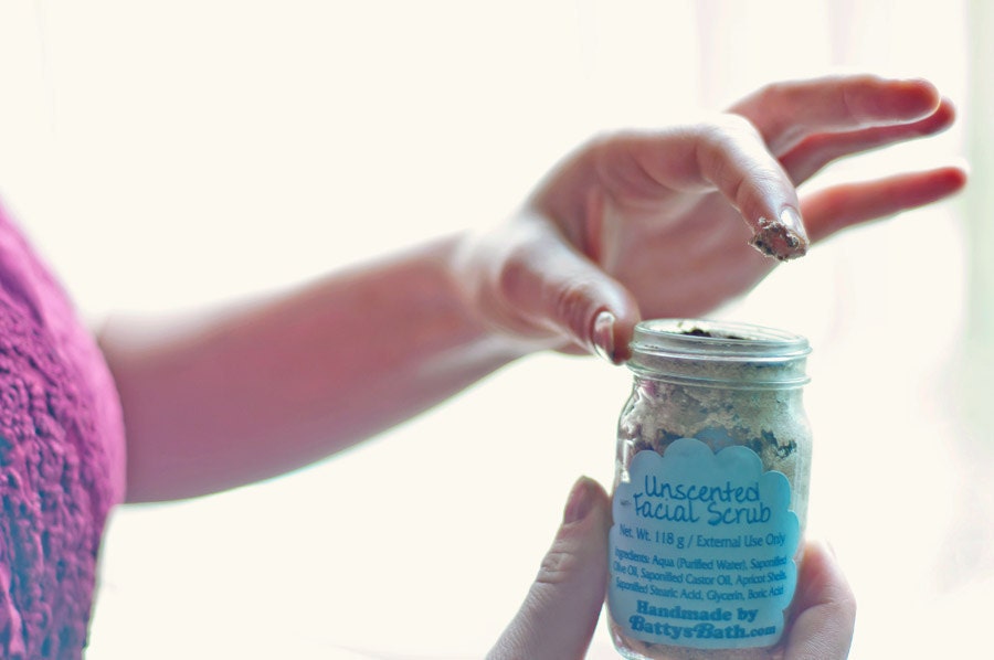 Facial Scrub - Unscented - Handmade with apricot shells