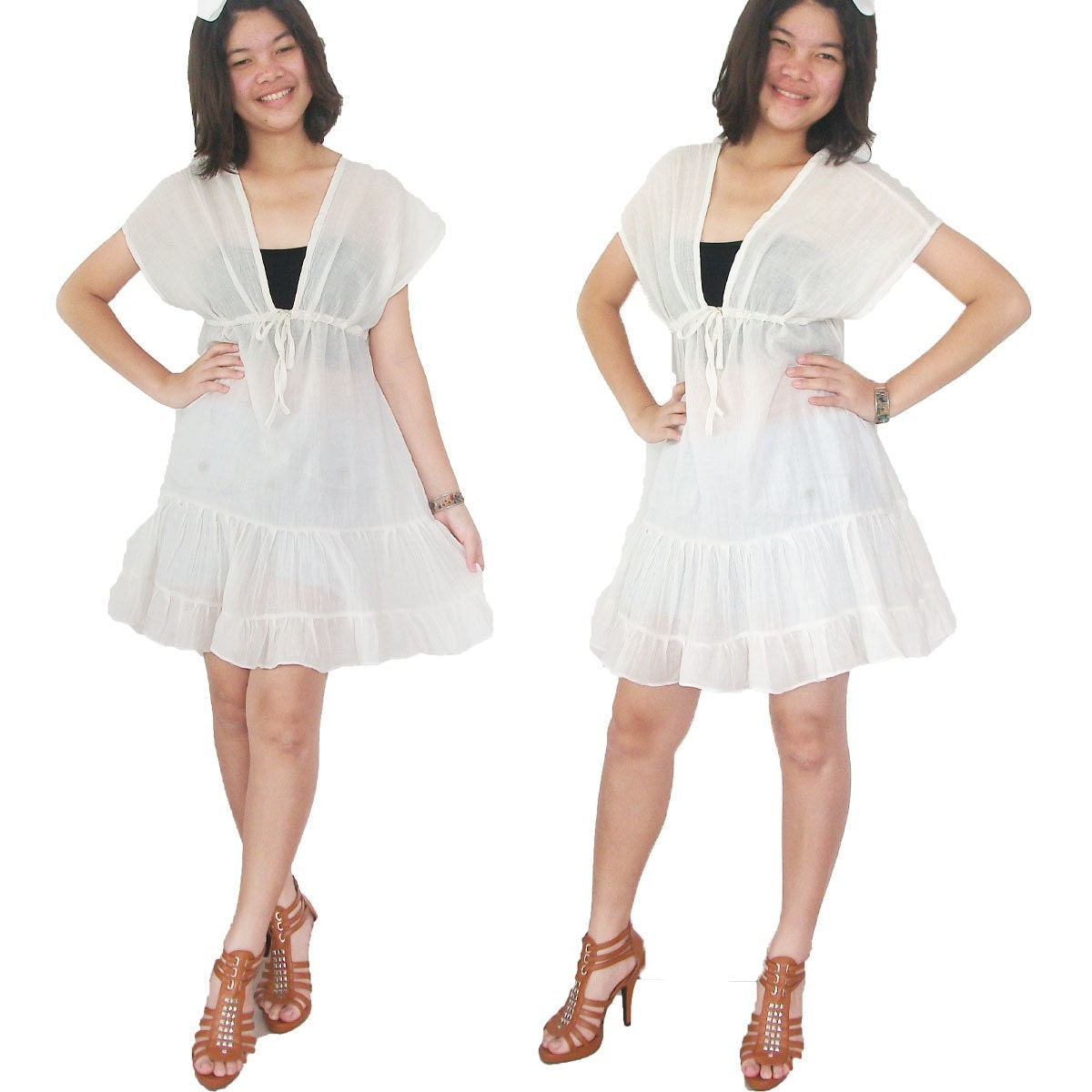 SALE...SALE...Ivory short Kimono Dress