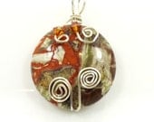 Wire Wrapped Pendant, Ocean Jasper Pendant, Gemstone Pendant, Free Form Wire Wrapped Pendant, Gemstone Jewelry,