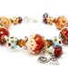 Lampwork Bracelet, Glass Bracelet, Colorful Lampwork Bracelet, Ivory Amber Turquoise Bracelet, Glass Bead Bracelet, Beaded Bracelet