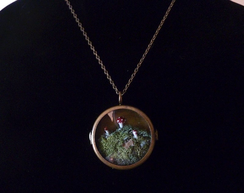 Moss Terrarium Miniature Mushroom Woodland Locket Necklace. The Phineas Alazar Grubb Saga Continues
