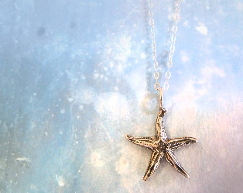 Under the Sea. Sterling Silver Starfish Necklace. Summer Fashion Jewelry