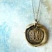 Wax Seal Monogram Initial Letter Necklace. Sterling Silver Chain. Personalized Inscribed Bronze Jewelry