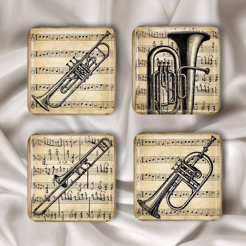 Brass Magnet Set - Glass Squares (SSB)