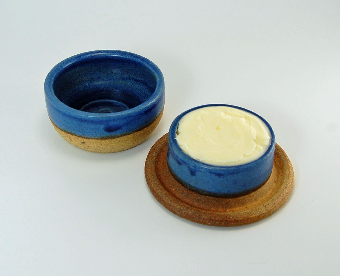 French Butter Keeper - French Butter Dish - Ceramic Butter Keeper - Ceramic Butter Dish - Blue - Pottery