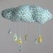 Raindrops keep falling on my head - cloud fabric mobile in baby blue, lemon yellow, and a touch of grass green