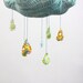 Chevron Rain Cloud Mobile - Modern Nursery Decor - in dusk blue, yellow, teal, apple green, and white fabric