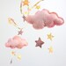 Starry Night Cloud Mobile - Nursery Decoration in peach, yellow and gold fabric