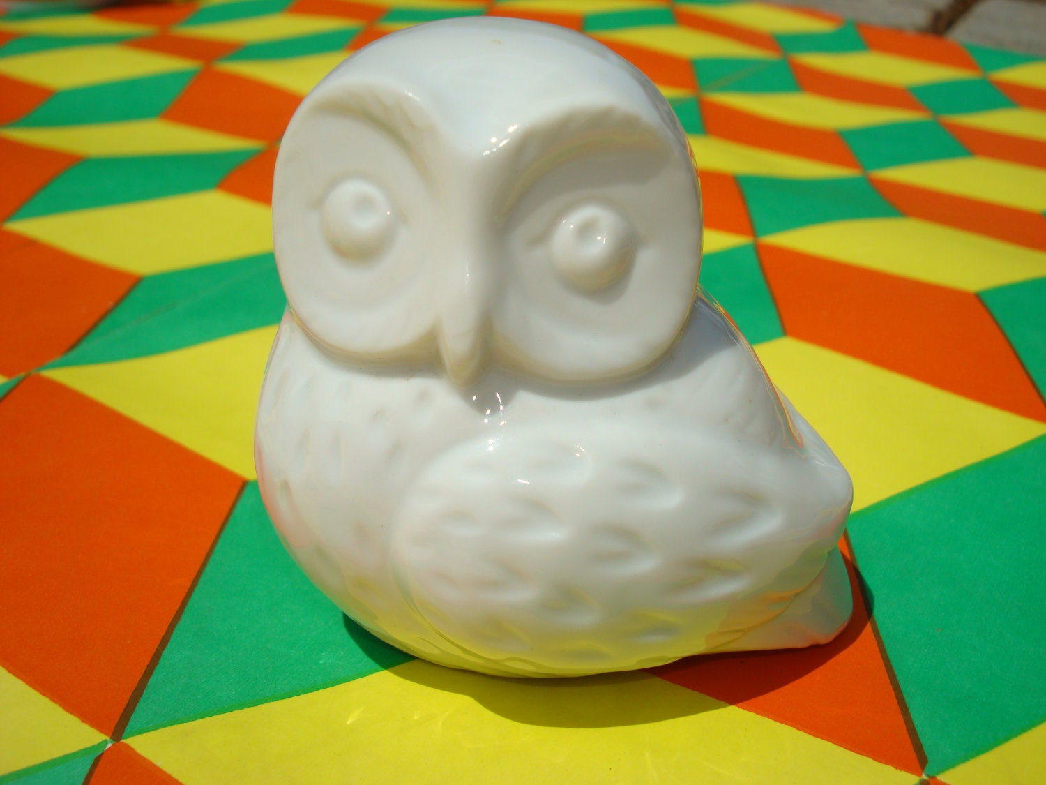 70's vintage white ceramic owl