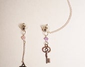 Skeleton key earrings with an ear cuff