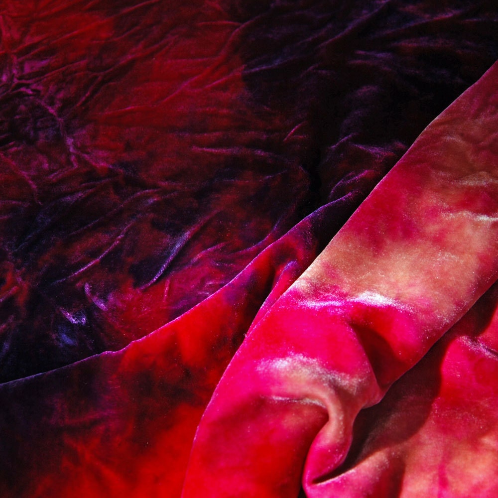 Velvet, hand-dyed silk-backed rayon velvet, Multi-colored, Fuschia, Purple, Blue