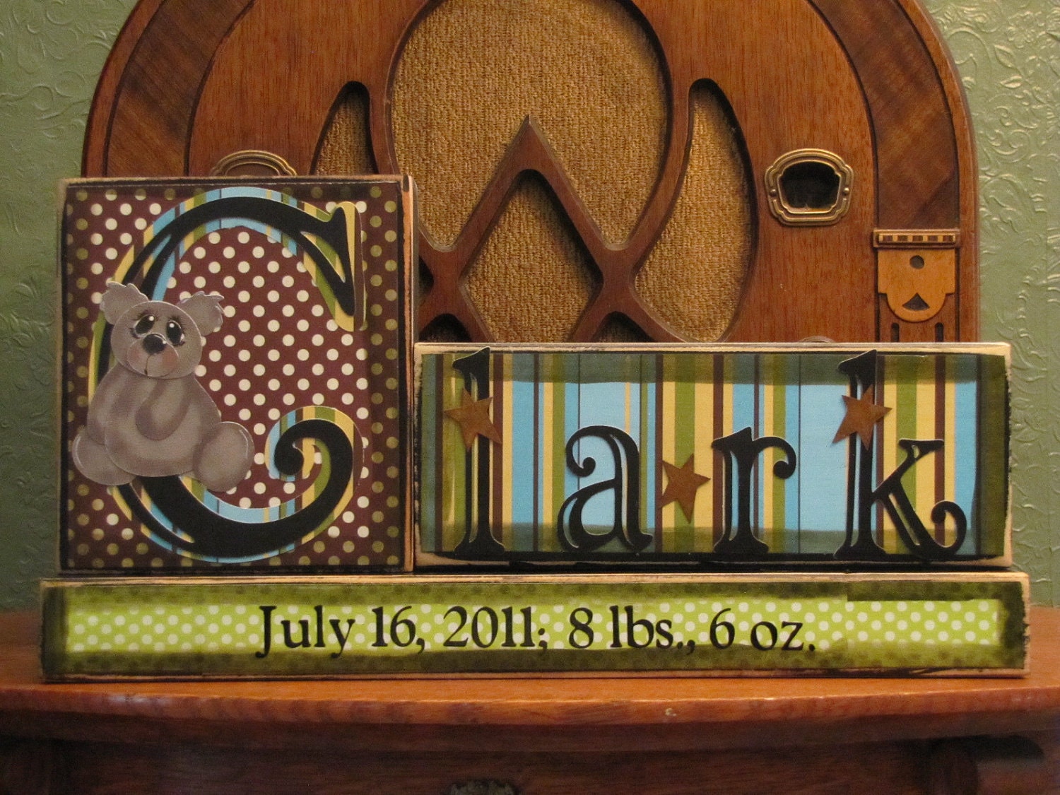Personalized and Customized Boys Name Sign Birth Announcement Blocks Sign for Boys Nursery and Room Decor