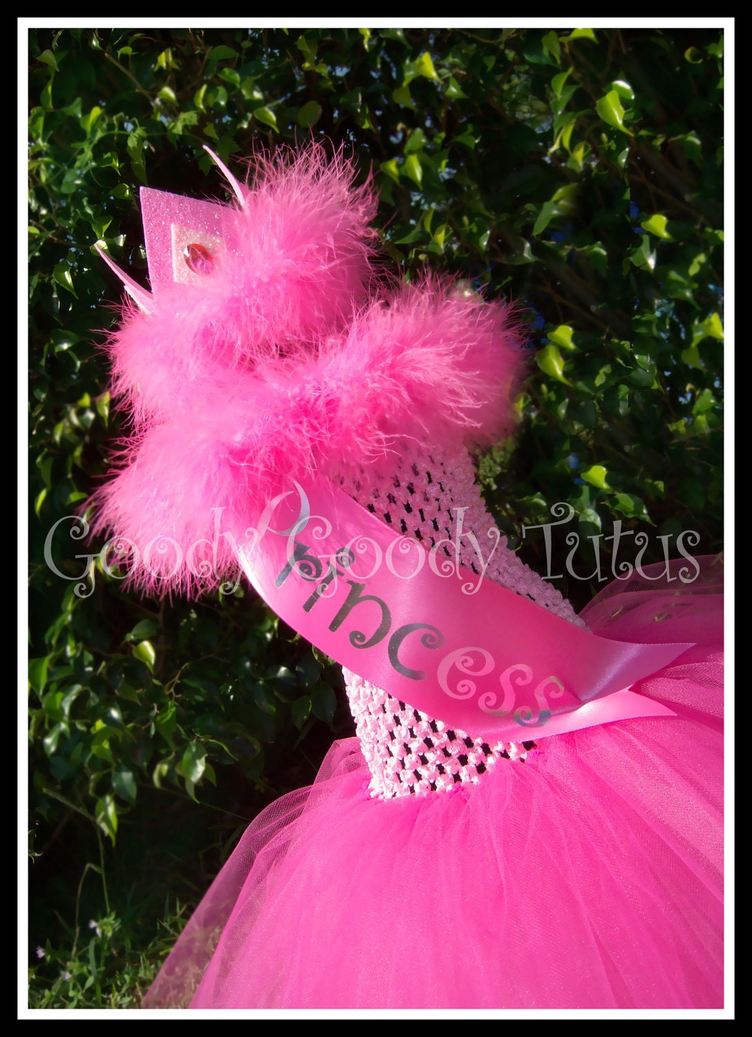 MY LITTLE PRINCESS Pink Crocheted Tutu Dress with Princess Sash and Matching Tiara - Medium 2/3T