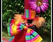 BIG TOP BIRTHDAY Circus Inspired Crocheted Tutu Dress with Mini Top Hat Headband - Small 12/18mos