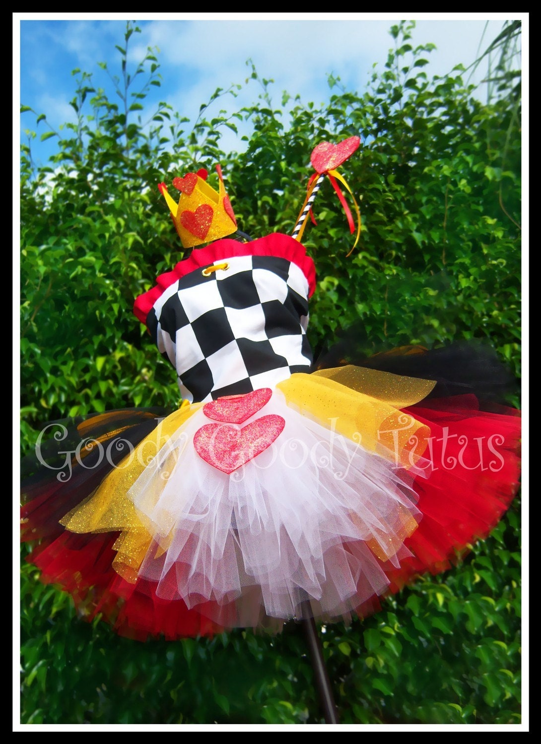 WONDERLAND SWEETHEART Alice in Wonderland Inspired Tutu Set with Corseted Top, Sparkly Crown and Wand