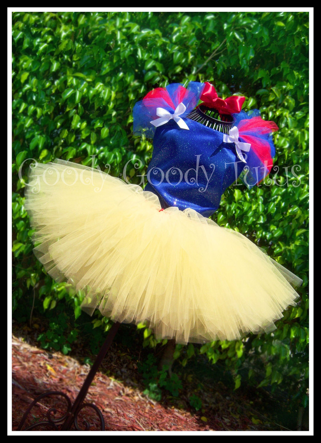 FAIREST OF ALL Snow White Inspired Tutu & Corset Top Set and Matching Bow Headband