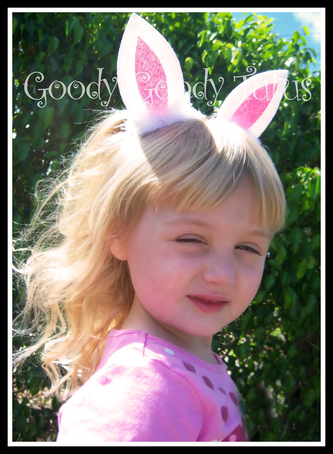BUNNY EARS Glittery Felt Bunny Ear Hair Clips with Fluffy Maribou Trim