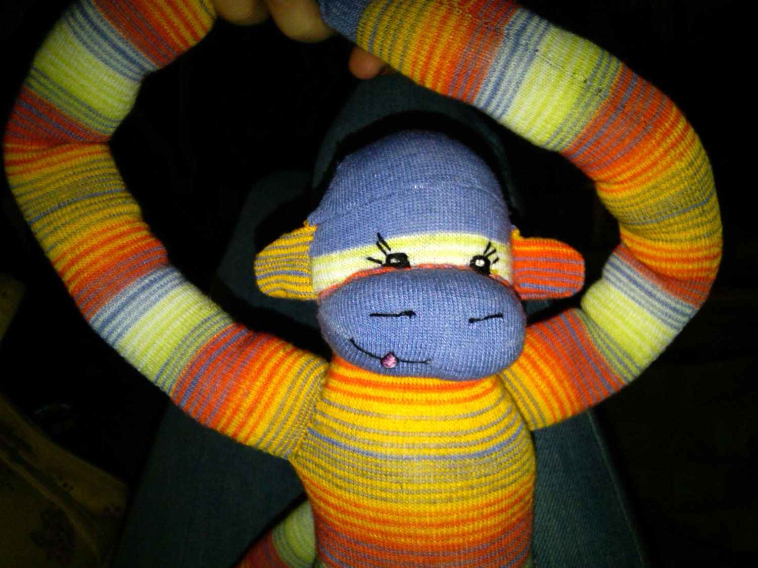 Citrus Twist Orange, Purple & Yellow Handmade Sock Monkey