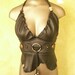 Leather Halter, black leather, steampunk gadgets and gizmos, size Medium